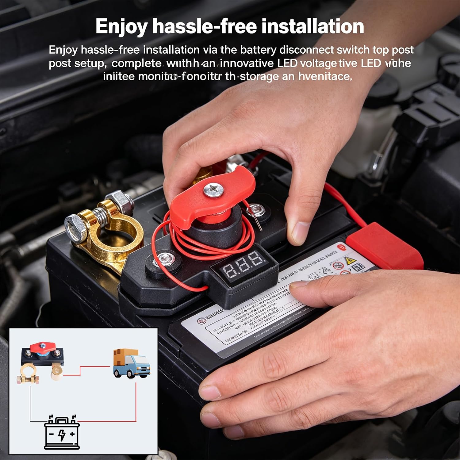 Car Battery Disconnect Switch 12V-24V with LED Voltage Cut Off Switch | Prevent Parasitic Battery Drain, Thick Copper Terminals, Easy Install For Car, Truck, Rv, Boat 12v & 24v Battery Systems
