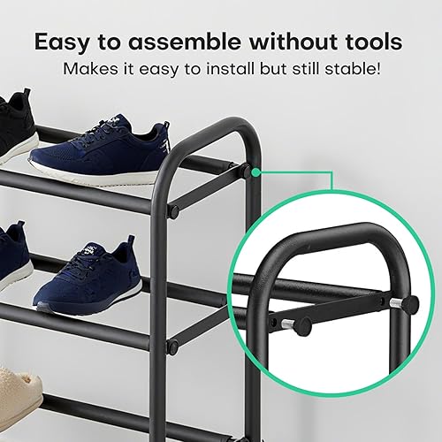 Miniatura 4 de Zapatero de metal de 3 niveles, zapatero expandible ajustable, organizador de almacenamiento resistente, organizador de almacenamiento de pie meta,