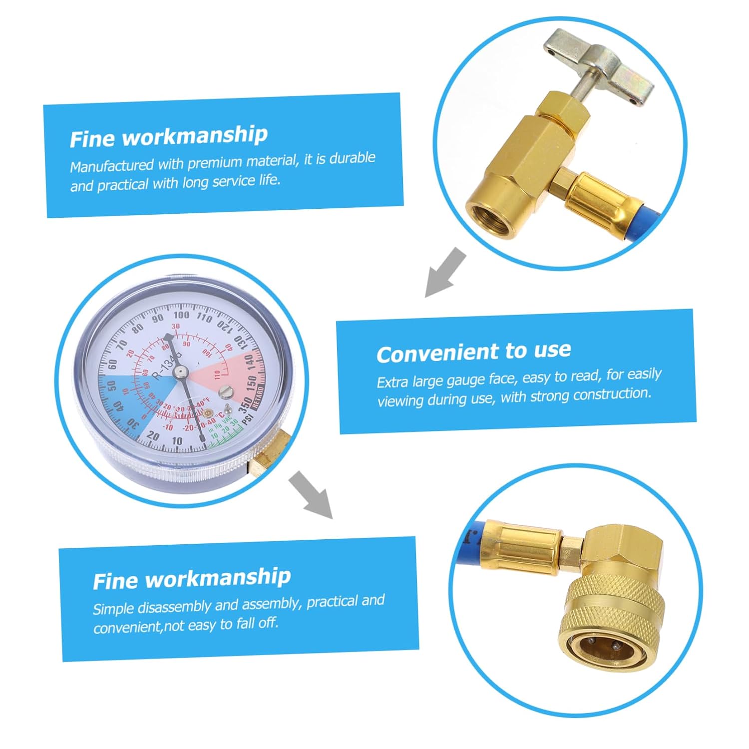 PRETYZOOM Filling Tube with Pressure Gauge for Recharge Durable and Easy to Use Tool for Vehicle Addition for Car Repair Shops and Personal Use