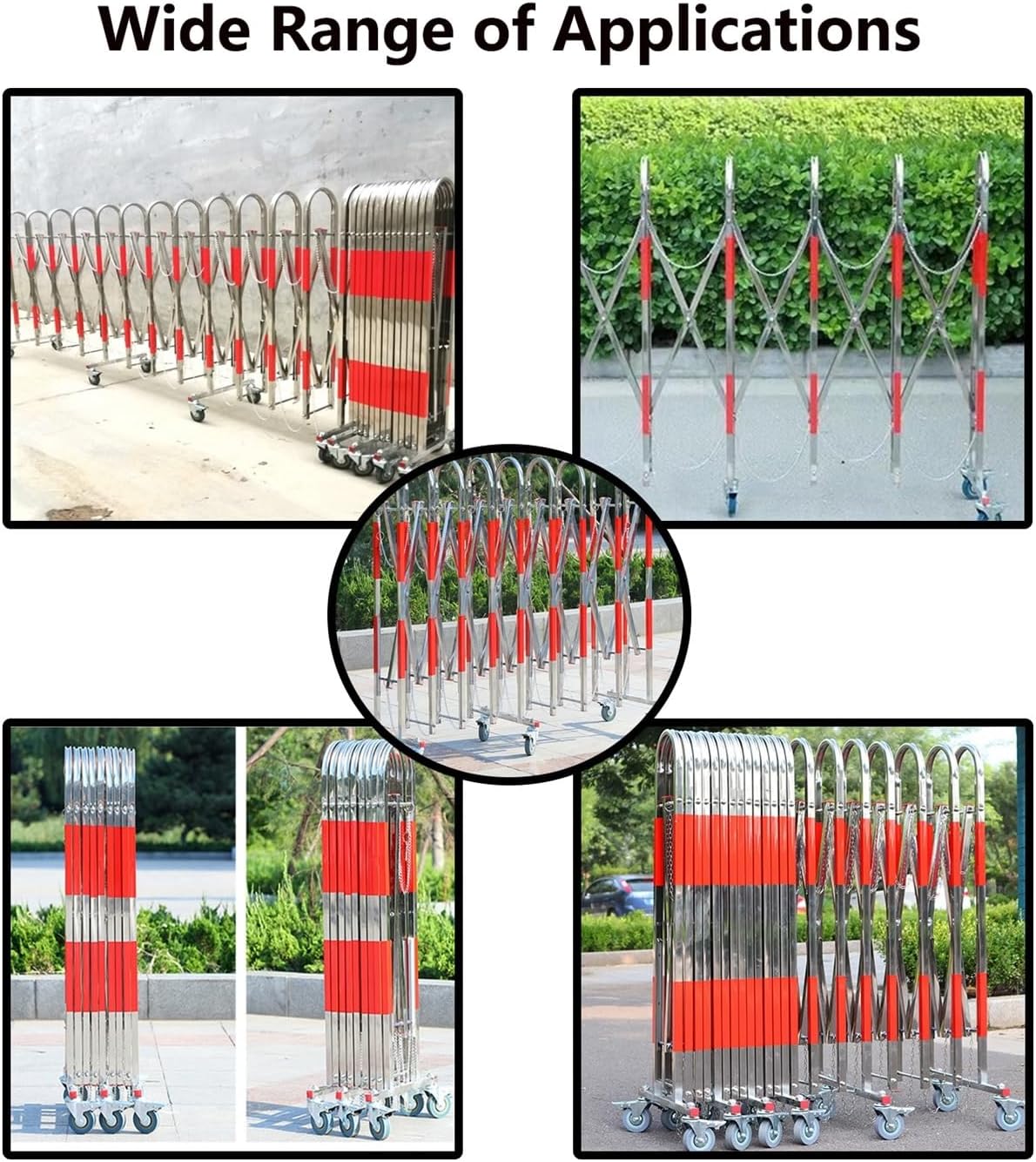 Retractable Steel Safety Barrier - Mobile Folding Security Fence with Wheels, 1.1m x 2.5m, Perfect for Outdoor Garage, Home Protection & Crowd Control Solutions