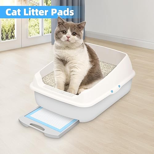 Miniatura 7 de 50 almohadillas desechables para arena para gatos de 17.7 x 13 pulgadas, para bandeja de arena para gatos, absorbentes rápidamente, 6 capas a prueba