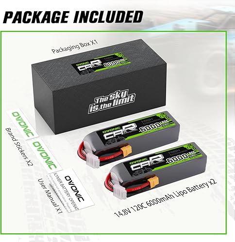 Miniatura 6 de OVONIC 4S LiPo Batería 6000mAh 14.8V 120C RC Batería con conector XT60 (paquete de 2)