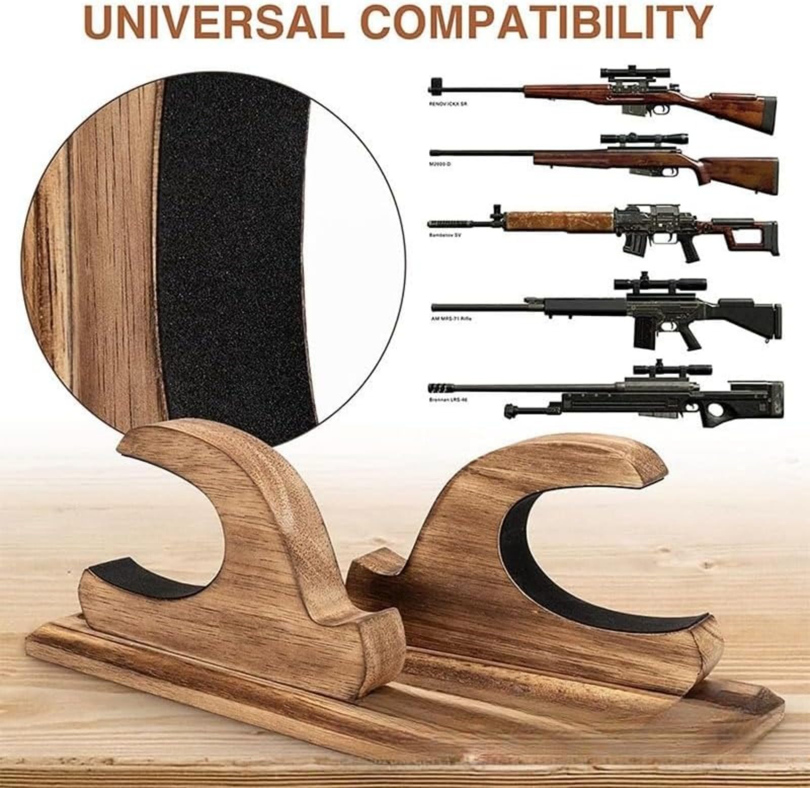 Estante para Armas Montado En La Pared, Estante Horizontal De Madera, Gancho para Escopeta De Rifle, Estante Multiusos para Escopeta, Estante De ExhibicióN para Una Sola Pistola