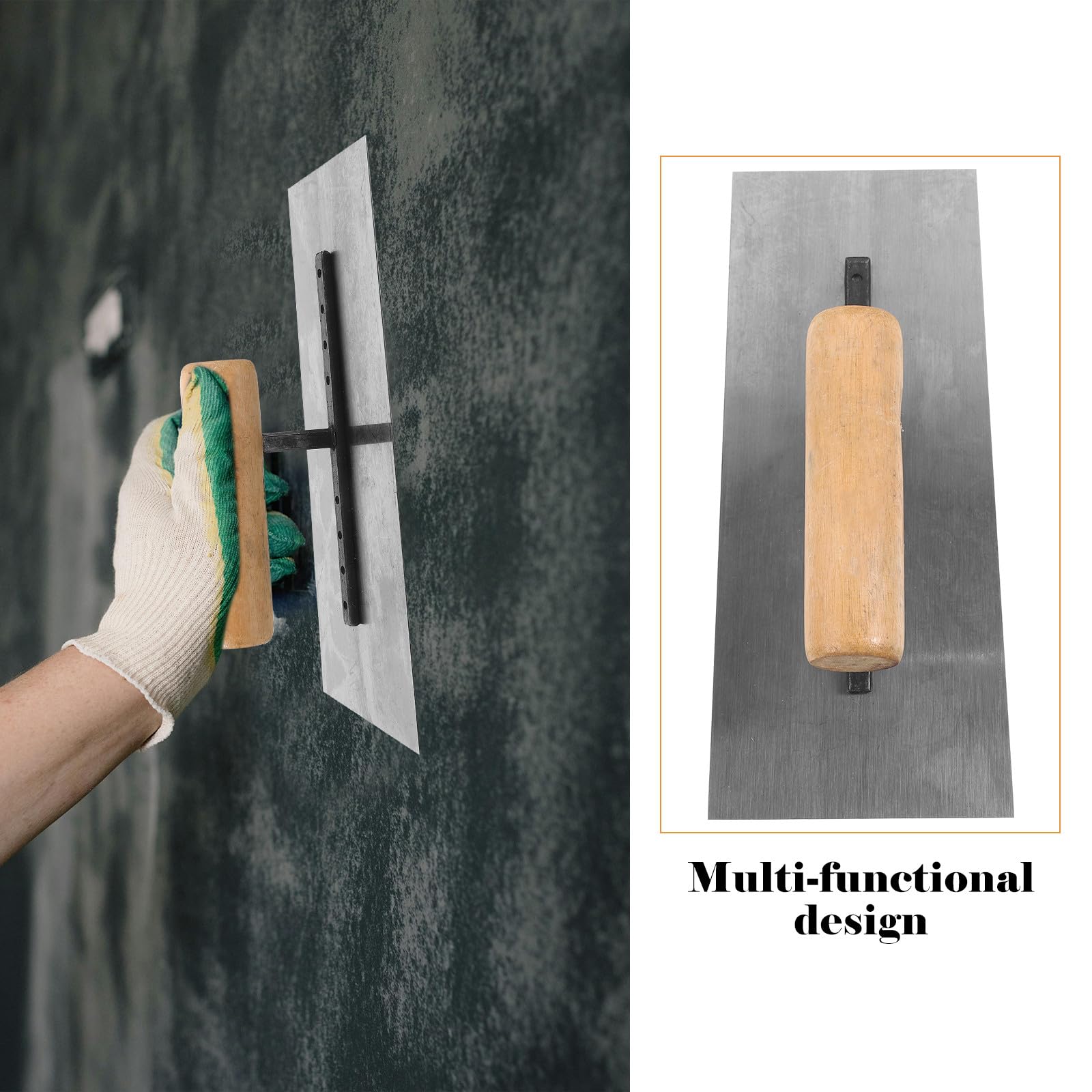 BESTonZON Concrete Trowel with Steel Blade And Wooden Handle – Plastering Tool for Home Use, Finishing, And Scraping 4