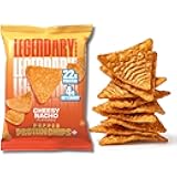 Legendary Foods Cheesy Nacho Protein Chips – Popped Tortilla Style – 22g High Protein, 4g Net Carbs, Low Sugar, Gluten Free, Keto Snack Packs – 10 Count – Healthy Crunchy Chips