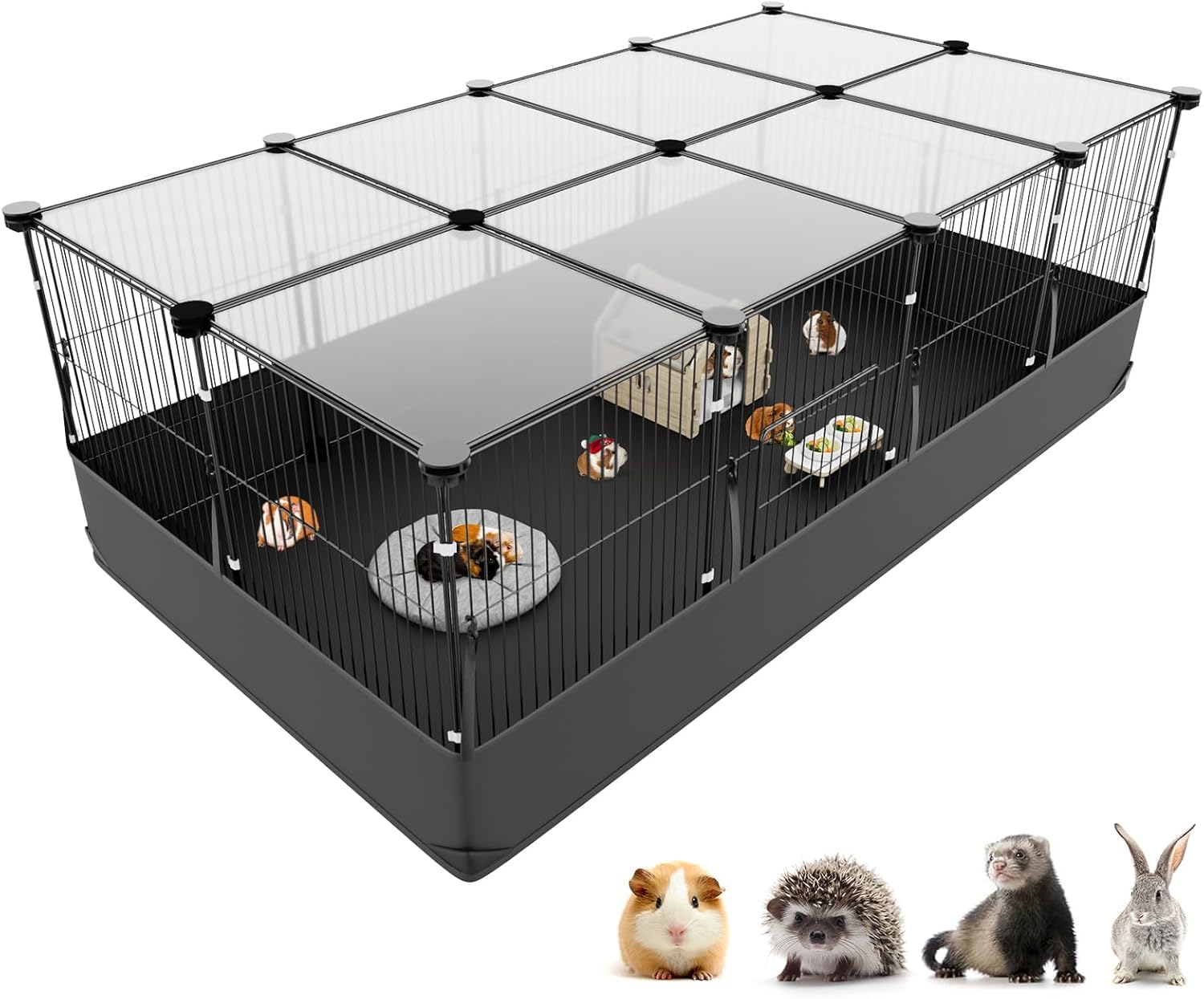 Aystkniet Meerschweinchen Gehege, Freigehege mit Wasserdichtem Bodenfutter, 122CM x 60CM x 40CM Kleintiergehege für Hamster, Kaninchen, Schildkröte, Igel, Welpe, Kätzchen Gerbil, Kleintierkäfig