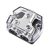 FOCMKEAS 1 Pcs 2 Way Power Distribution Block，Car Audio Splitter ， 1× 0 Gauge in / 2× 0 Gauge Out Amp Power Ground Distributor