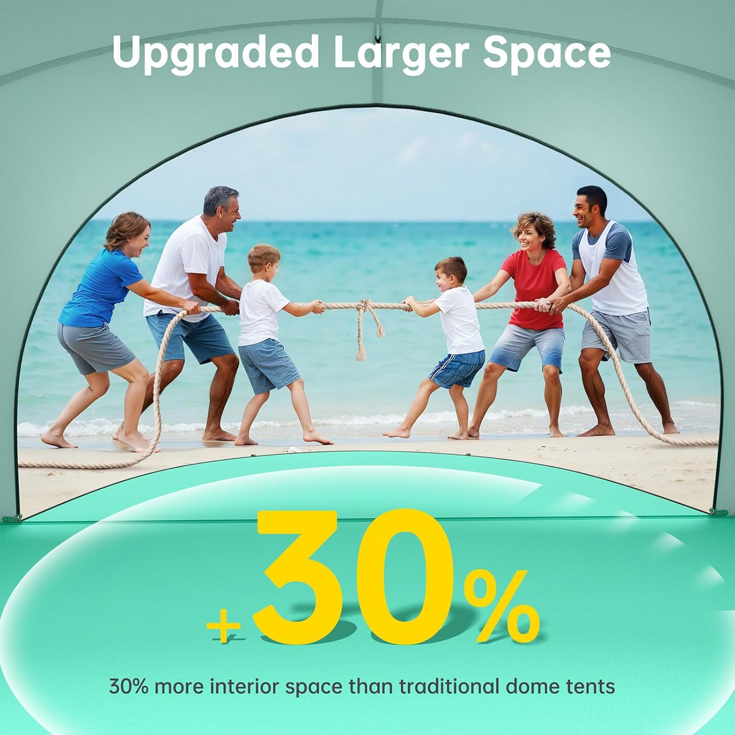 Raynesys Beach Tent Sun Shelter, Beach Shade Tent with UPF50+ UV Protection, Sun Shelter for 1-6 Person, Beaches Shade with 2 Zippered Doors, Portable Tents for Camping Fishing, Green