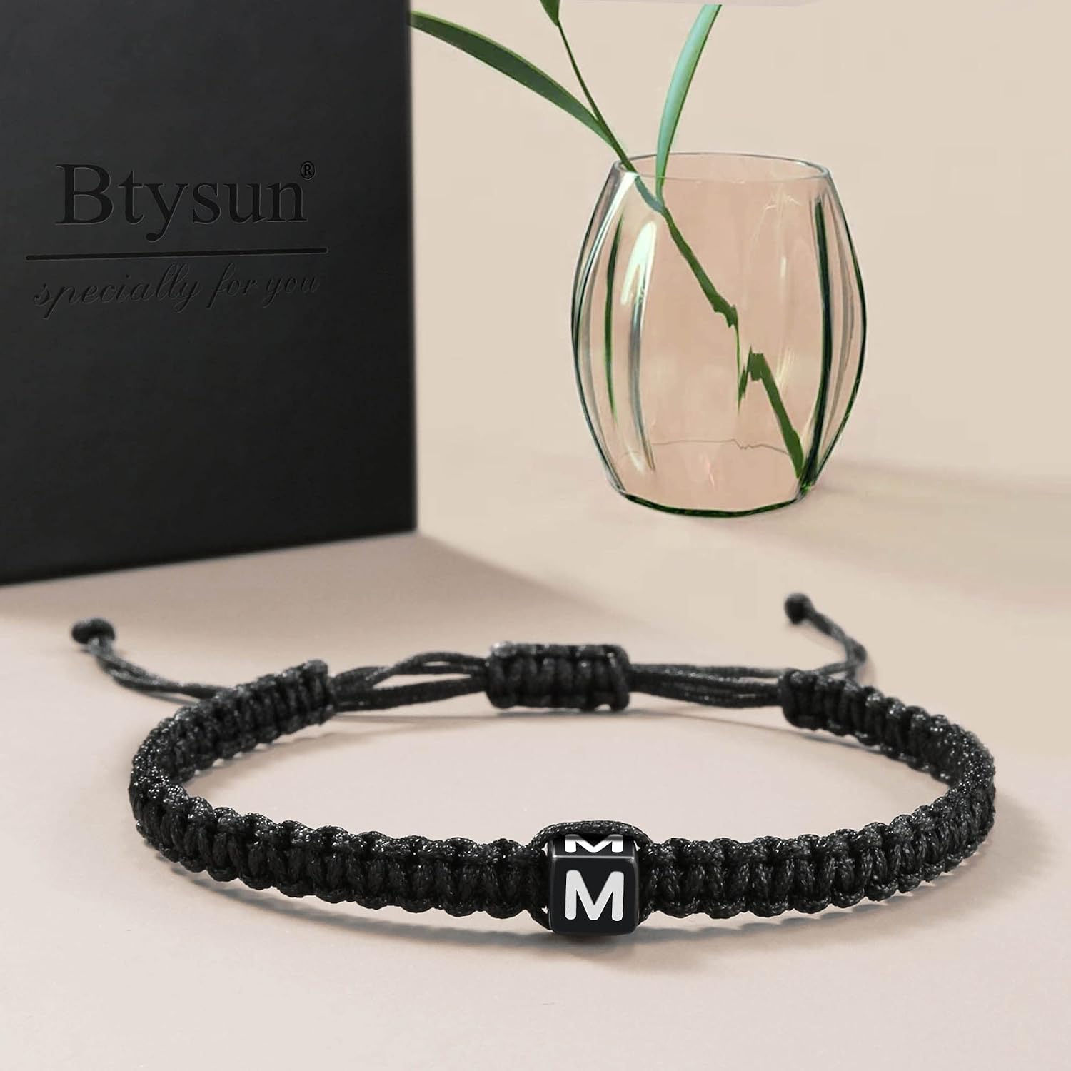 Initial Bracelets for Women Men Gifts for Her Teen Girl Best Friend Birthday Graduation Dainty Braided Bracelets Letter A-Z Charm Adjustable Link Mother's Day Jewelry Mom Christmas Gifts Valentine's Day Jewelry