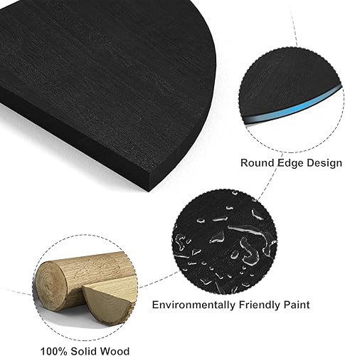 Miniatura 8 de Alsonerbay Estante de esquina negro para montaje en pared, estantes flotantes de 4 niveles para almacenamiento en la pared, estantes rústicos de