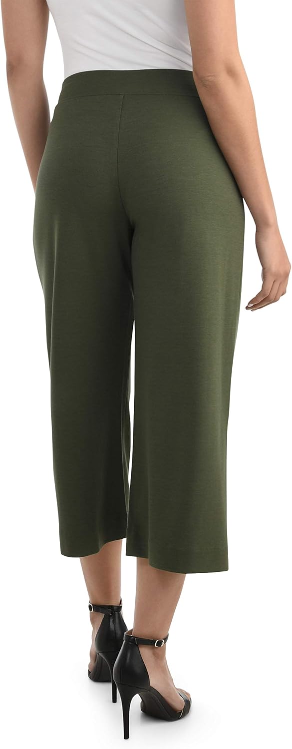 Fruit of the Loom Womens Wide Leg Ponte Cropped Pants - Image 2