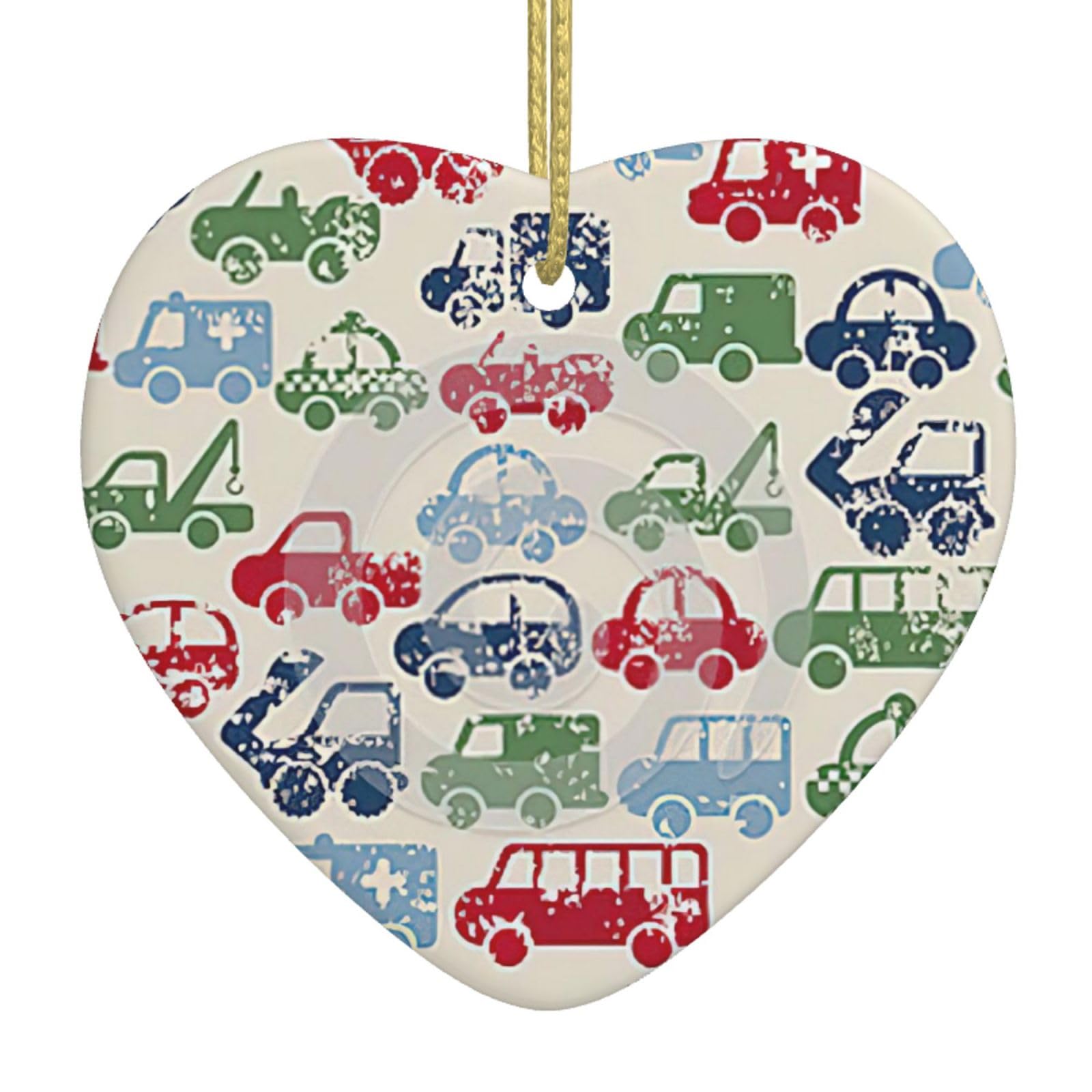 Nbtghga White Car. Print Christmas Ornaments, Ceramic Hanging Ornament, Xmas Tree Decoration, Holiday Home Decor