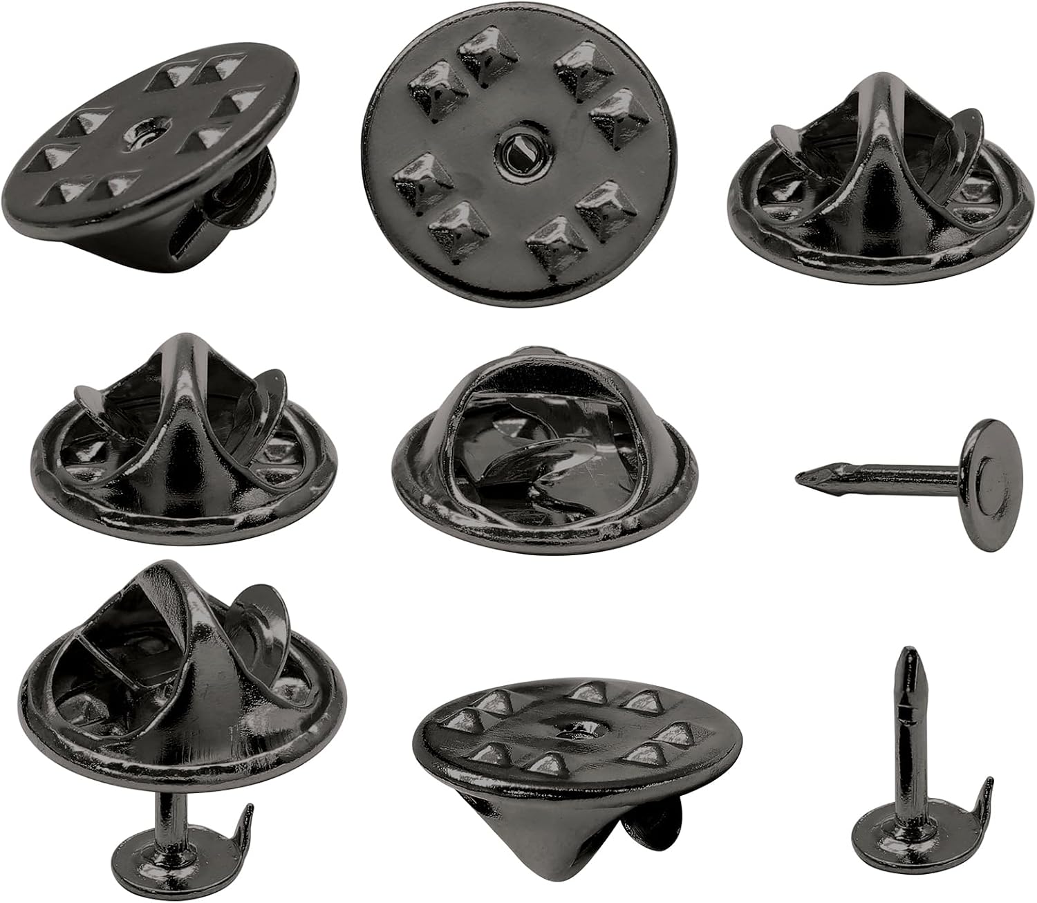 100 Pairs Metal Pin and Pin Backings, Butterfly Clutch Tie Tacks Pin Back with 8mm Blank Pins for Craft Making,Toy Pins and Jewelry Making (Gun Black)