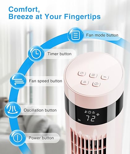 Miniatura 4 de Ventilador de torre con control remoto, ventiladores de torre de enfriamiento que soplan aire frío para dormitorio oficina, ventilador de piso