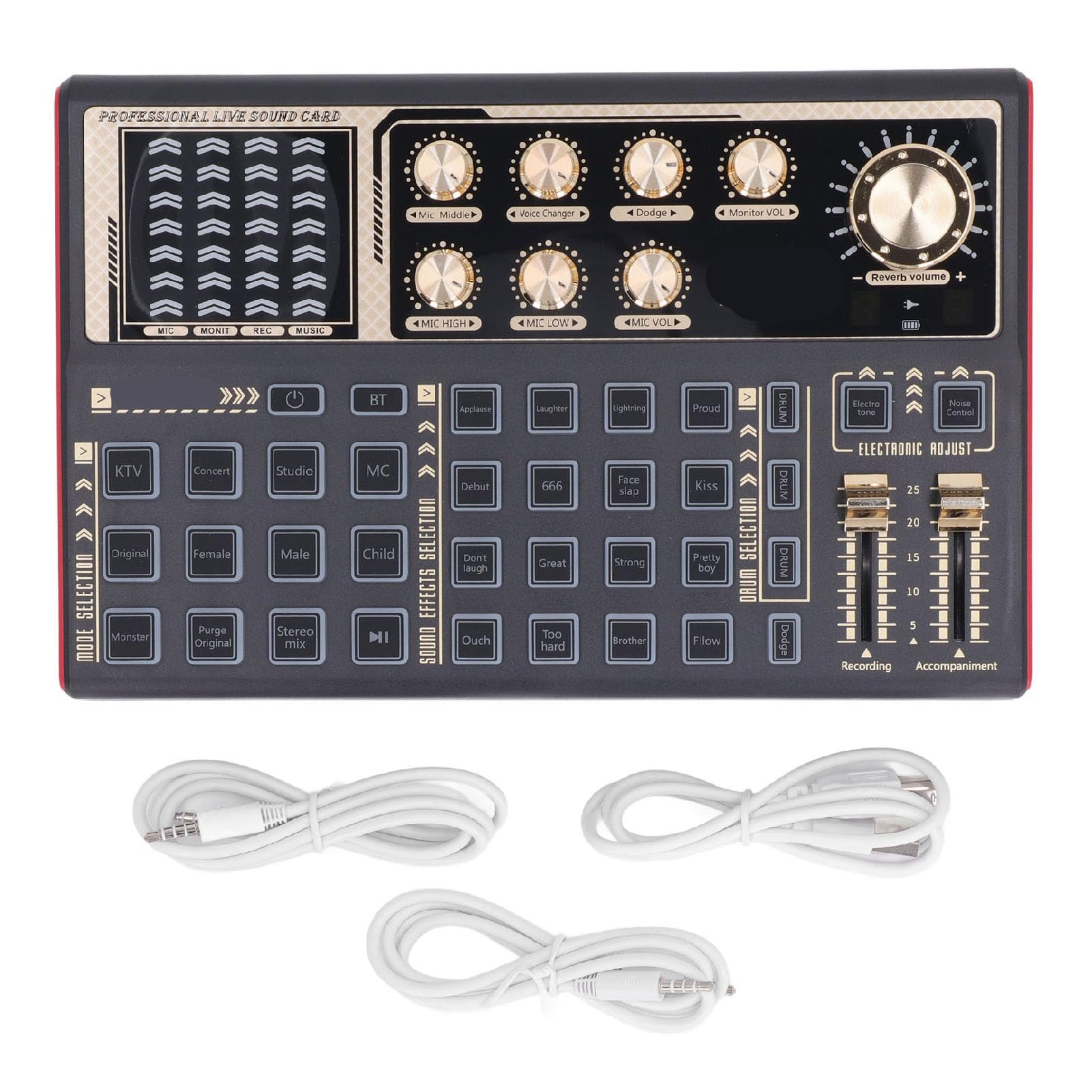 Scheda Audio Dal Cambia Voce, Mixer Audio Portatile Effetti Sonori, Schede Audio Esterne per Streaming Live Registrazione Accompagnamento Giochi