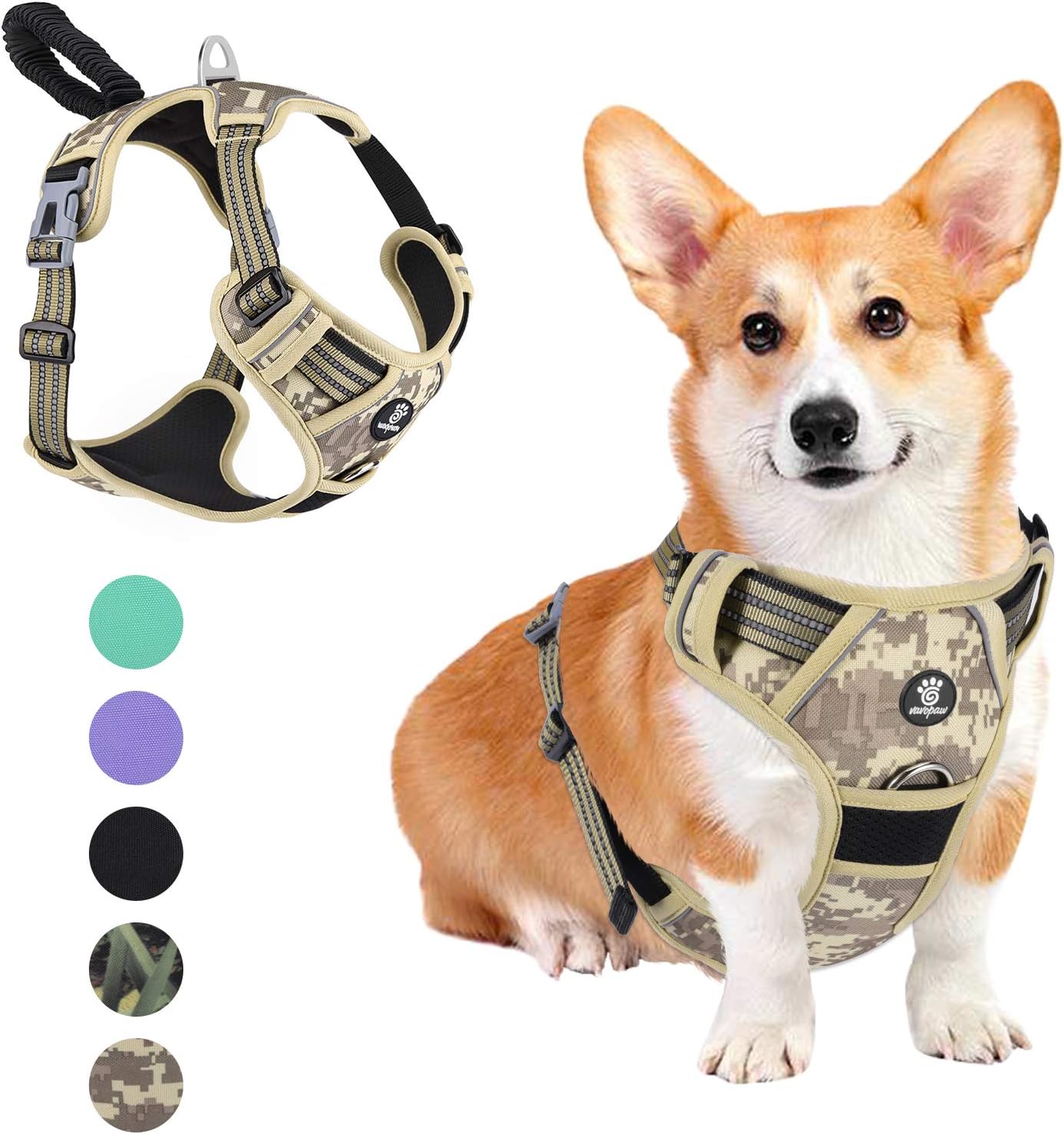 VavoPaw Dog Vest Harness, No Pull Design Soft Padded Reflective Pet