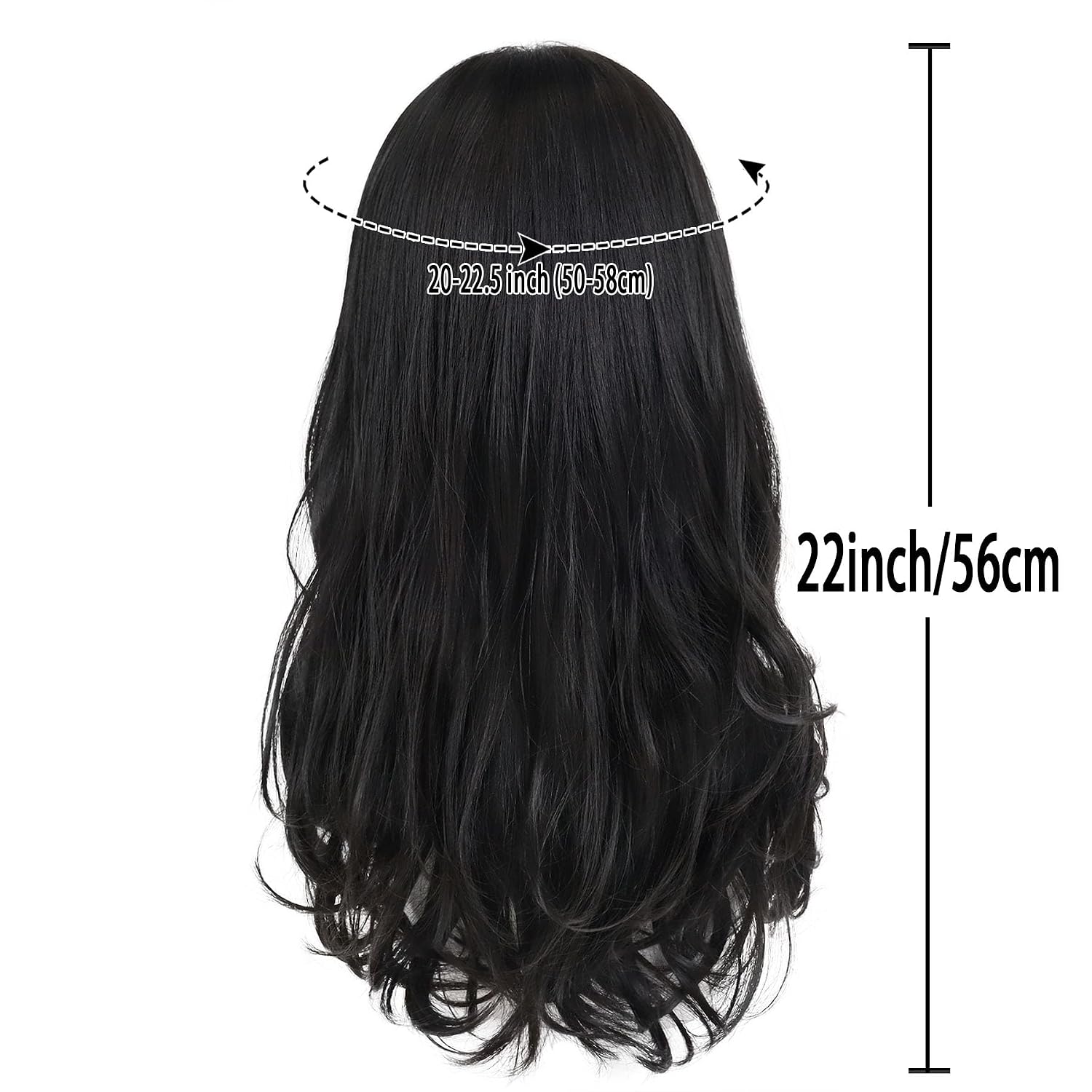 GNIMEGIL 22 inch Long Black Curly Wigs for Men Natural Wavy Hairstyle 70s 80s Theme Party Wig Halloween Costume Male Music Performances Synthetic Hair