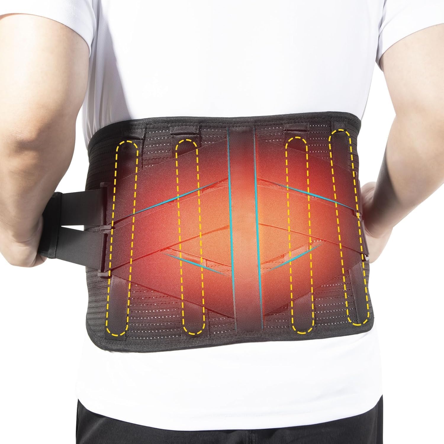 HONGJING Cinturón de apoyo trasero con calor para el dolor lumbar, espalda recargable Bace para hernia de disco, ciática, funciona para hombres o mujeres (XL)