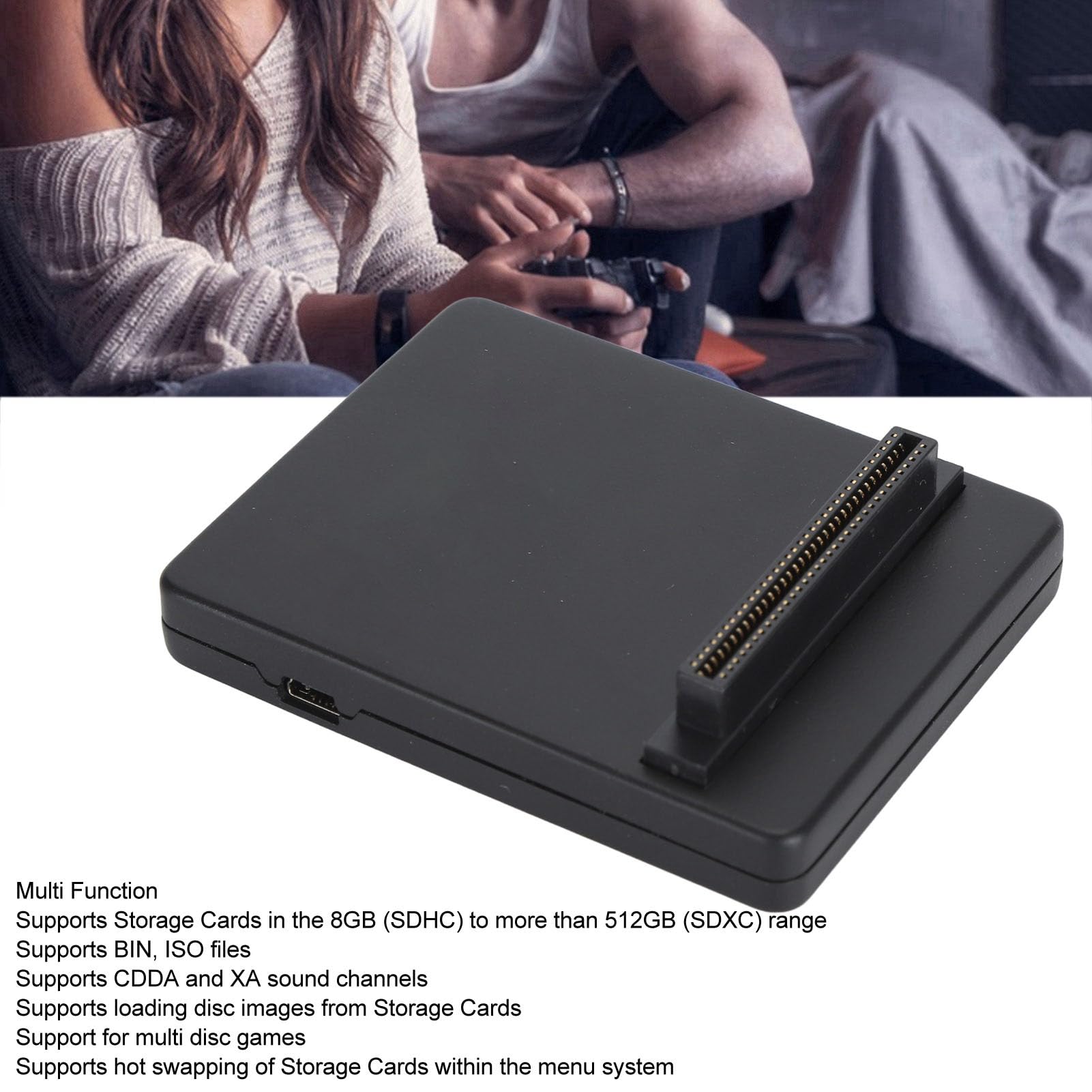 Generic Zestaw Emulatora Napędu Optycznego 3D Etui z Nadrukiem Retro Akcesoria do Konsoli do Gier Wielofunkcyjna Wersja Klonu dla SCPH 7502 (BLACK)