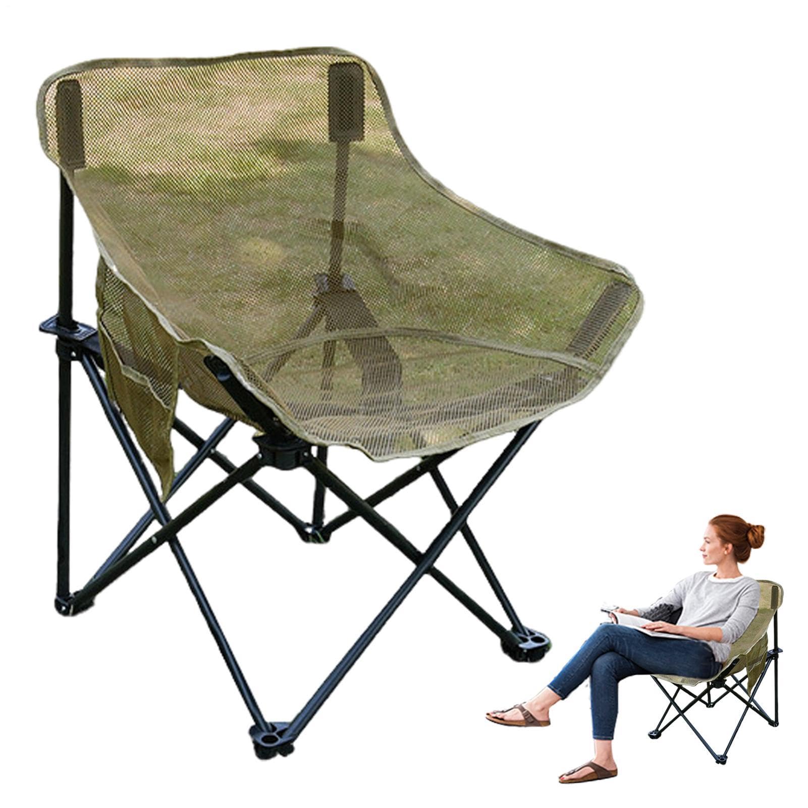Sedia Pieghevole Da Campeggio Portatile Design Ergonomico Mesh Traspirante | Portatile Sgabello da Riposo, Attrezzatura da Esterno per Campeggio, Pesca, Trekking, Picnic, Viaggio