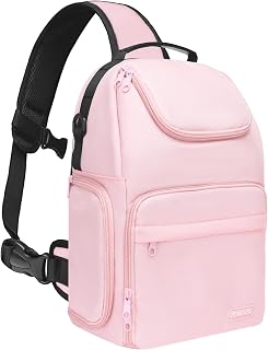 MOSISO Camera Sling Bag, DSLR/SLR/Mirrorless Camera Case Crossbody Sling Backpack for Photographers with Tripod Holder&Removable Modular Inserts&PU Handle Compatible with Canon/Nikon/Sony, Pink