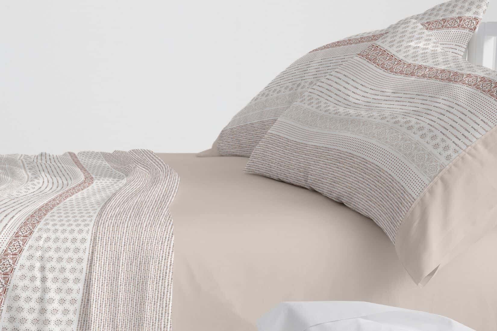 Burrito Blanco│Sábanas de algodón, Cama de 135 (+ Medidas Disponibles)│Tacto Suave│Diseño 618, Color Canela
