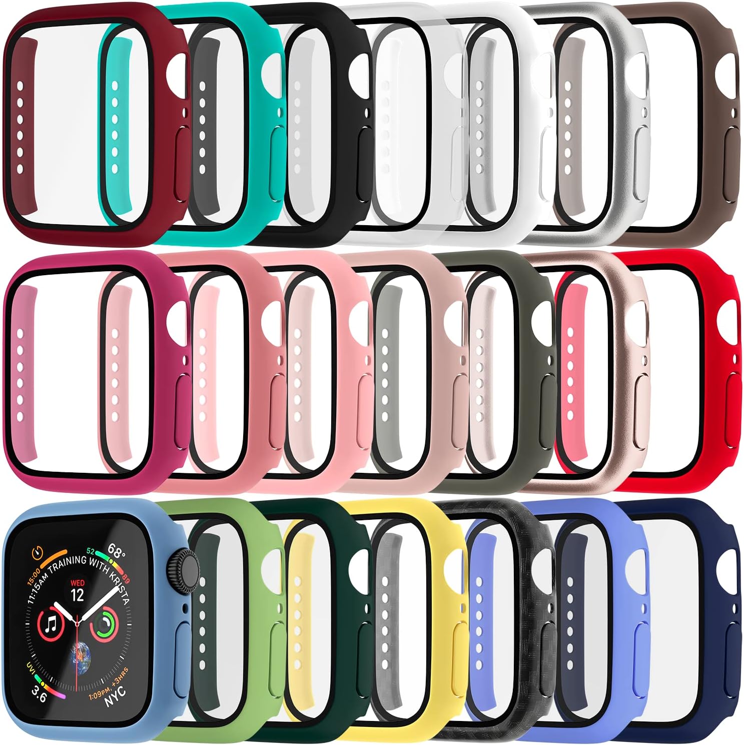 Maeline Bulk Cases Compatible with Apple Watch Series 3/Series 2/Series 1 42mm with Built in Tempered Glass Screen Protector, Overall Protective Hard PC Case Ultra-Thin Cover Random 10 Pack