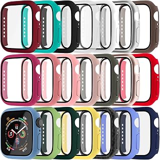 12 Pack Hard PC Case with Tempered Glass Screen Protector Compatible with Apple Watch Series 3 42mm Case, Scratch Resistant Bumper Full HD Protective Cover for iWatch Men Women, Assorted Colors