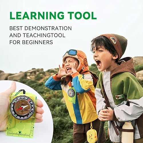Miniatura 6 de Brújula de orientación, brújula de supervivencia en el desierto para niños, juego de engranajes magnéticos, mapa de navegación, mochilero, camping,