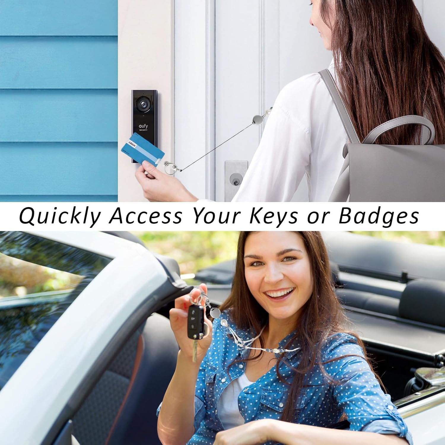 Lanyards for ID Badges and Keys,Beaded Retractable Lanyard for Women,Teacher ID Badge Holder with Pearl,Natural Stone Beaded Design for Teacher Lanyards (Purple Blue) - Image 7