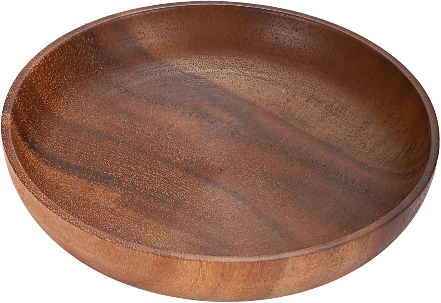 Round Bowl for Key Catch All Bowl Candy Dish for Coffee Table Acacia Wood Decorative Bowls for Organizing Wallet Fruit Snacks,7.9"x7.9"x1.8"