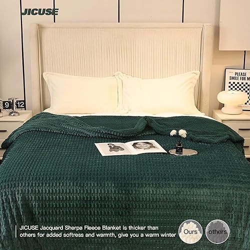 Vista 2 de Manta de forro polar Sherpa para sofá, acogedora, suave y cálida, manta reversible para cama y sofá, manta decorativa de felpa gruesa y mullida