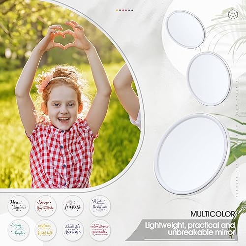 Miniatura 6 de Kigley 24 piezas de espejo compacto inspirador a granel, regalo de San Valentín, espejo de monedero de 2.8 pulgadas, regalo motivacional positivo de