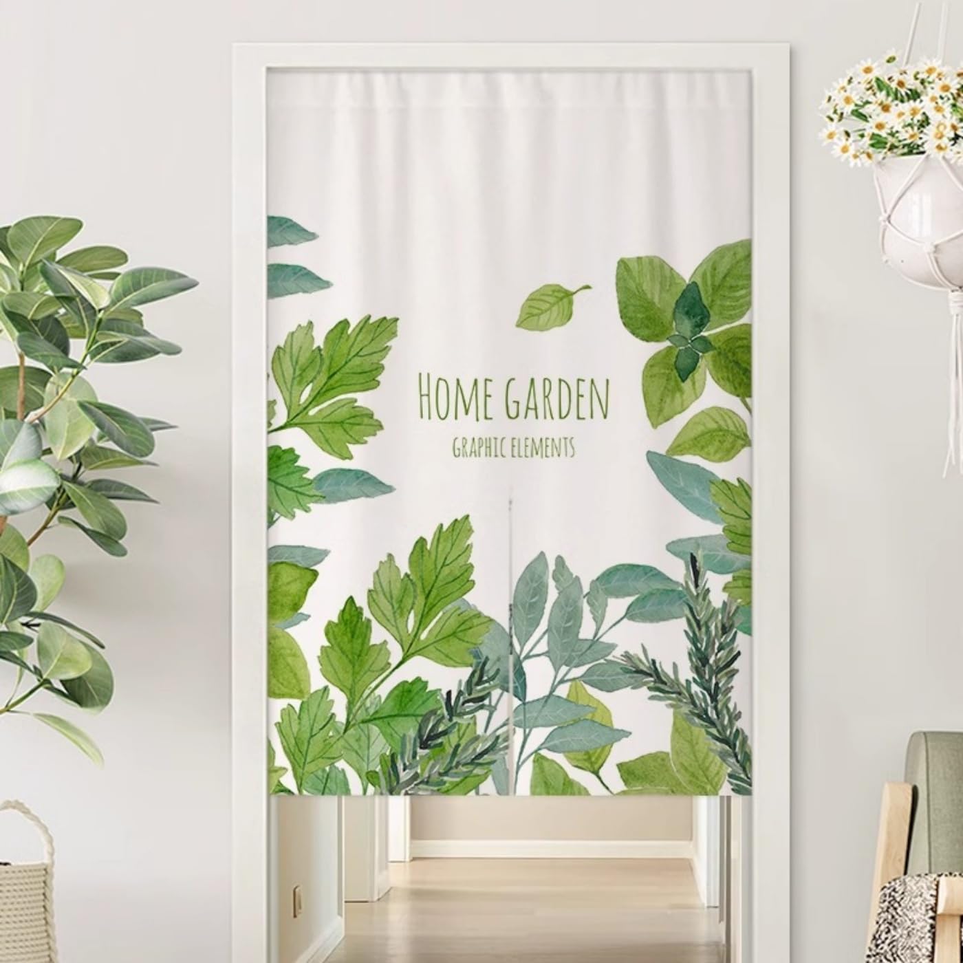 Guest Ruyunlai M21 Green Plants Japanese Noren Doorway Curtain, 80X150cm