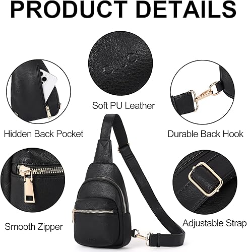 Miniatura 6 de CLUCI Bolso bandolera pequeño para mujer, cangureras cruzadas de cuero a la moda, bolsa de pecho para mujer