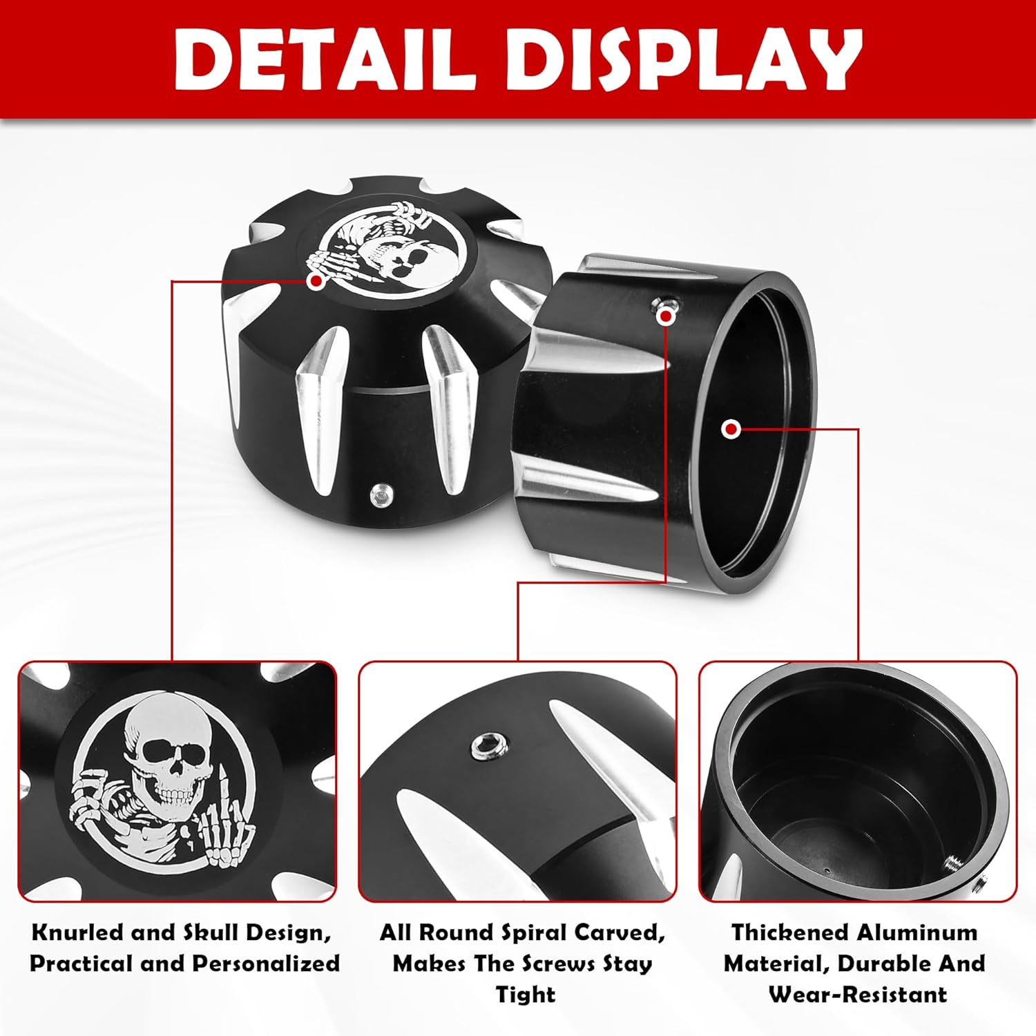 Gothic Skull Style Rear Wheel Axle Nut Covers Caps Set Bundles with Black w/Us Flag Key Shell Cover Key Fob Holder For Can Am Spyder Series Accessories