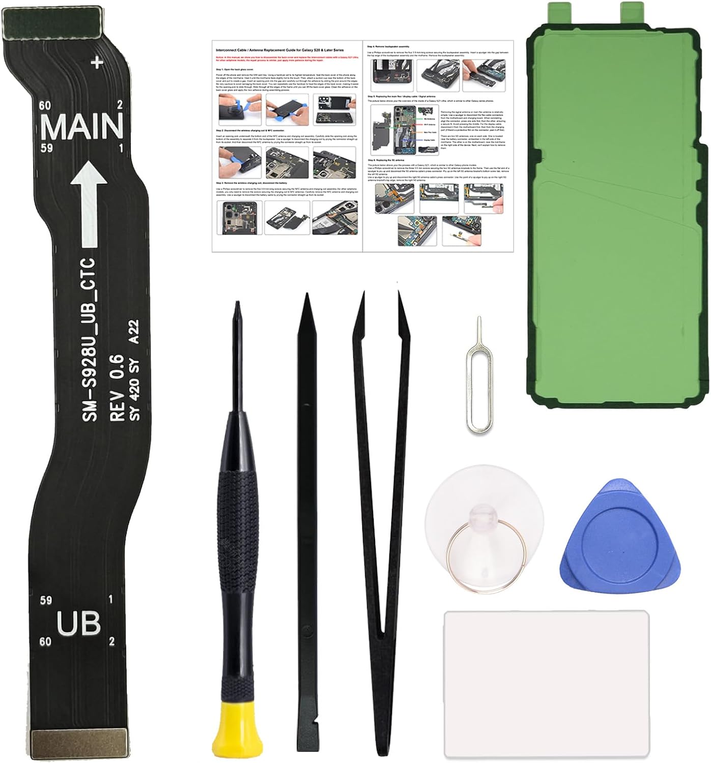 for Galaxy S24 Ultra LCD Display Flex Cable Ribbon Replacement Repair Part, Compatible with S24 Ultra 5G SM-S928U/B Series, with Toolkit, Instruction