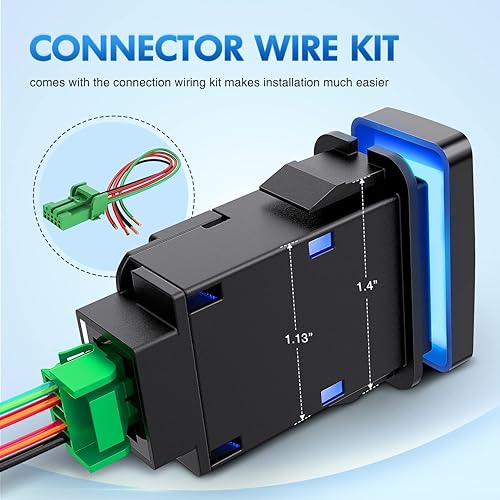 Miniatura 6 de Interruptor de botón de luz de punto Nilight 12V ENCENDIDO Apagado con kit de cable conector 1.54" x 0.83" de repuesto para Toyota Tacoma Tundra