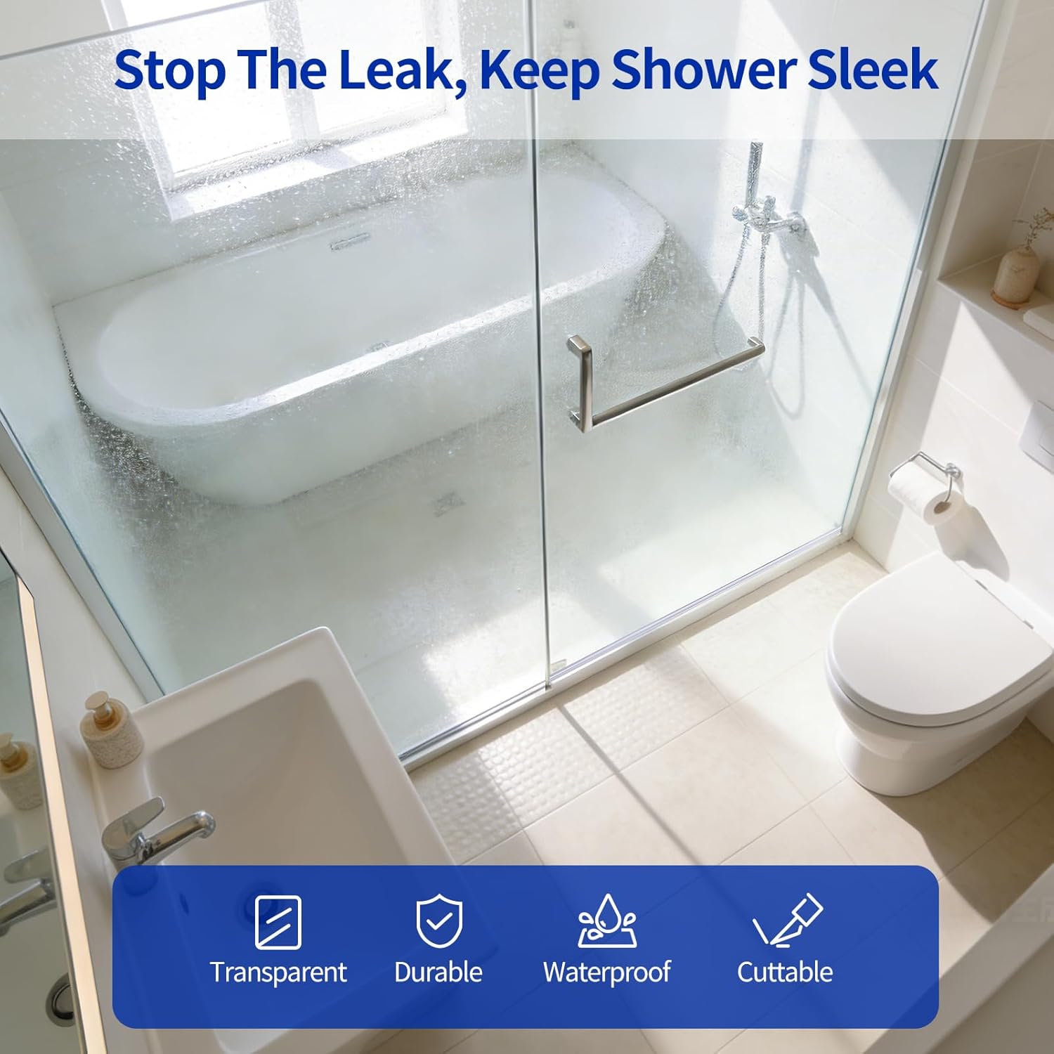 Delamu 3Pack Shower Door Bottom Seal 3/8" x 36", Clear Shower Door Sweep Strip, Frameless Glass Door Seal Strip for 3/8'' (10mm) Thick Doors Showers 36in Long