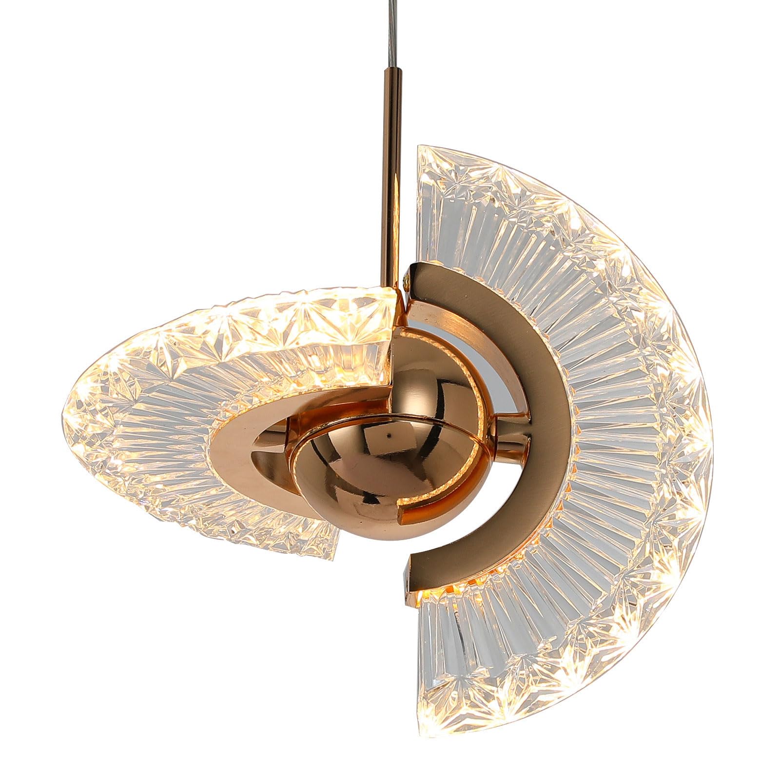 RSZCSMO 7.09in Acrylic Bedroom Pendant Light LED Fan-Shaped Rotatable Hardware Hanging Lamp Suitable for Balcony, Corridor, Dining Room, Lighting Fixture