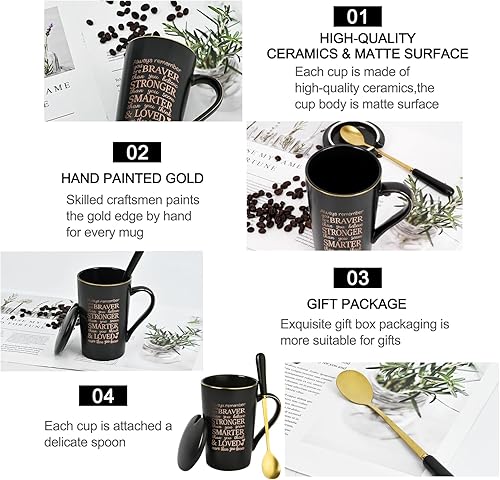 Miniatura 5 de YHRJWN Taza inspiradora con texto en inglés "Always Remember You Are Braver Than You Believe, You Are Loved", regalos para mujeres con cáncer,