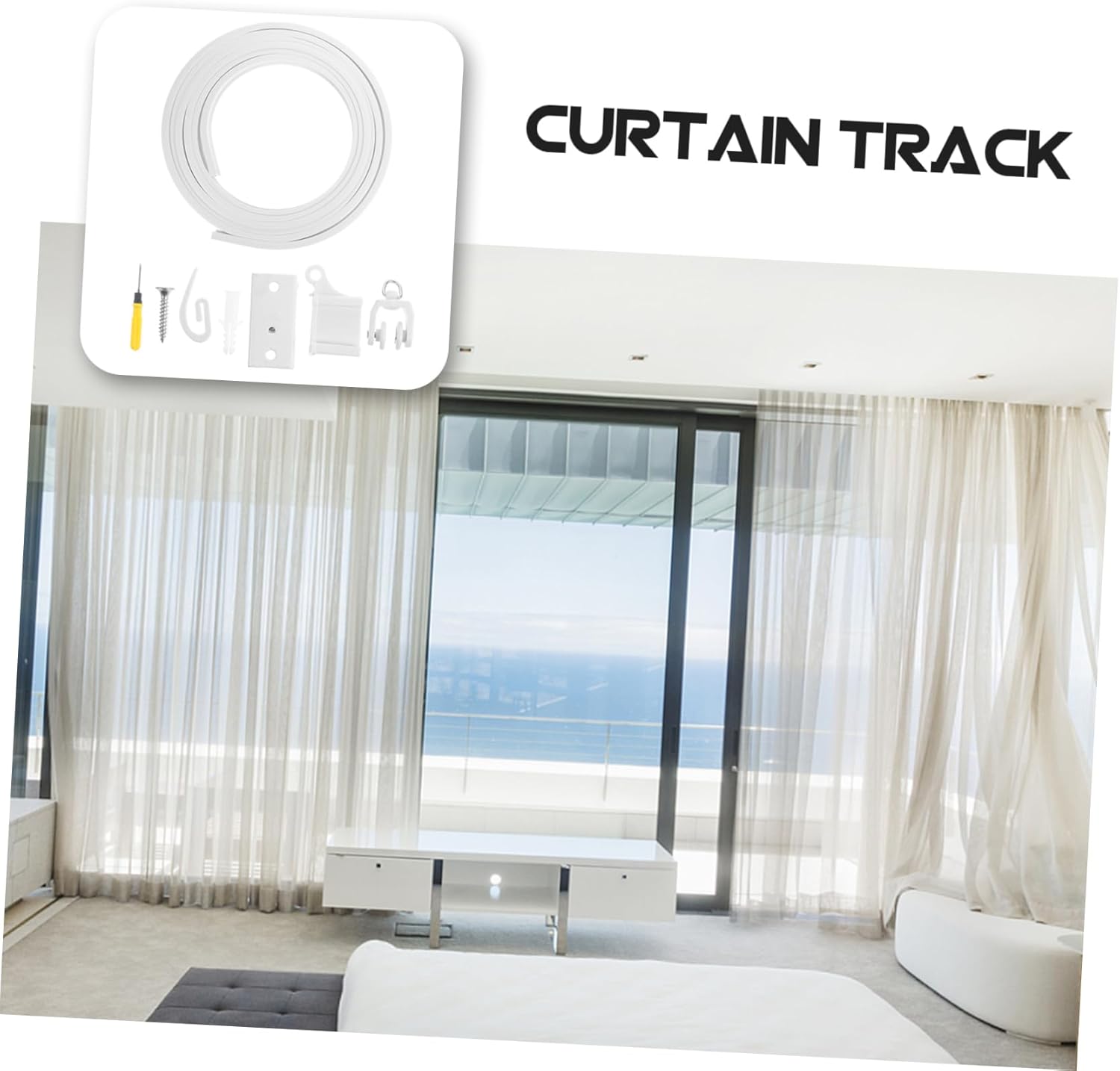 1set Flexible Bendable Curtain Track Accessories Shaped Design Ceiling Mount for Bay and Balconies Lightweight and Easy to Install for Home and Rv Use