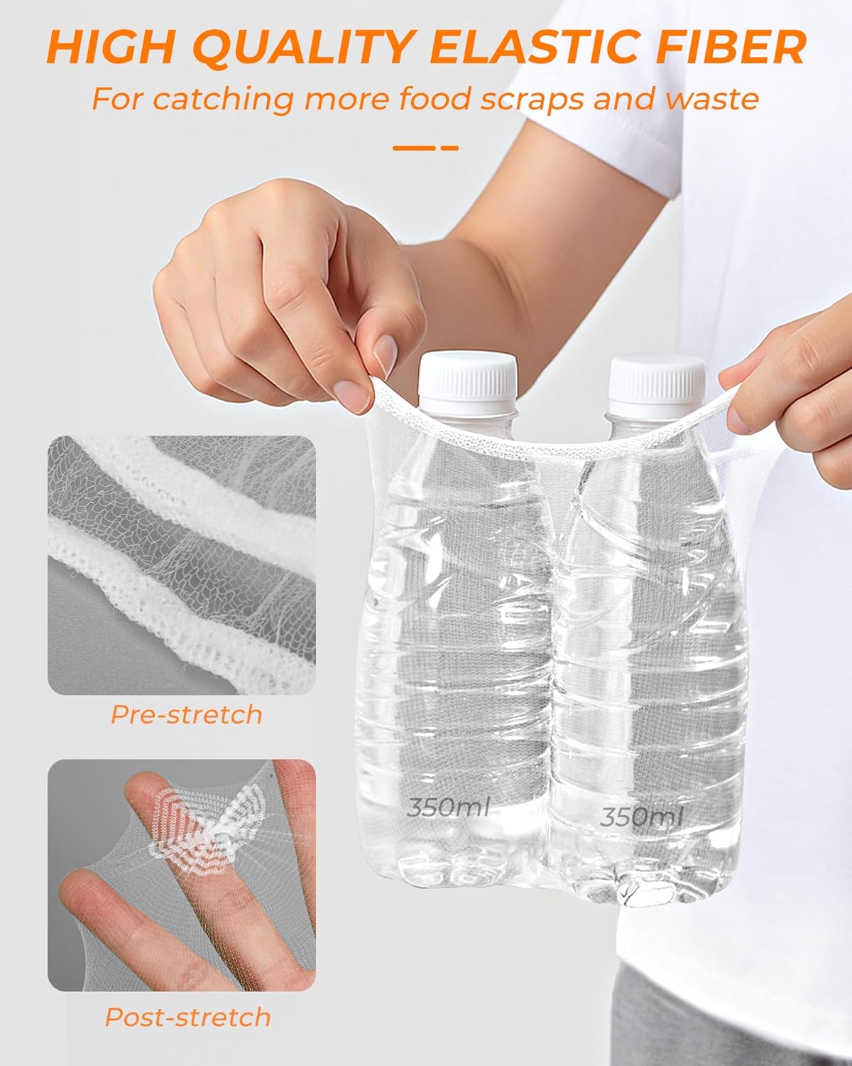 KONE Kitchen Sink Strainer Mesh Bag- 600 PCS Large Disposable Sink Net Strainer Filter Bags for Collecting Kitchen Food Waste Leftover Garbage, Fits Deep Sink Strainer Basket