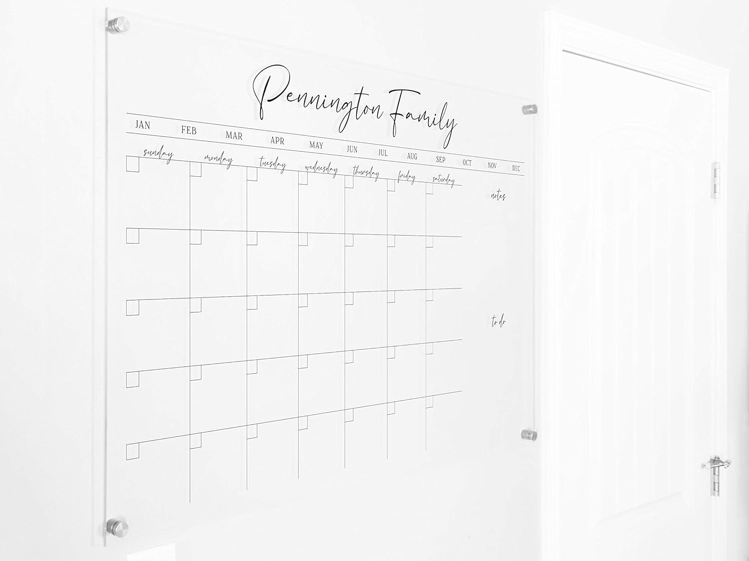 Dry Erase Acrylic Calendar for Wall, Clear Modern Calendar