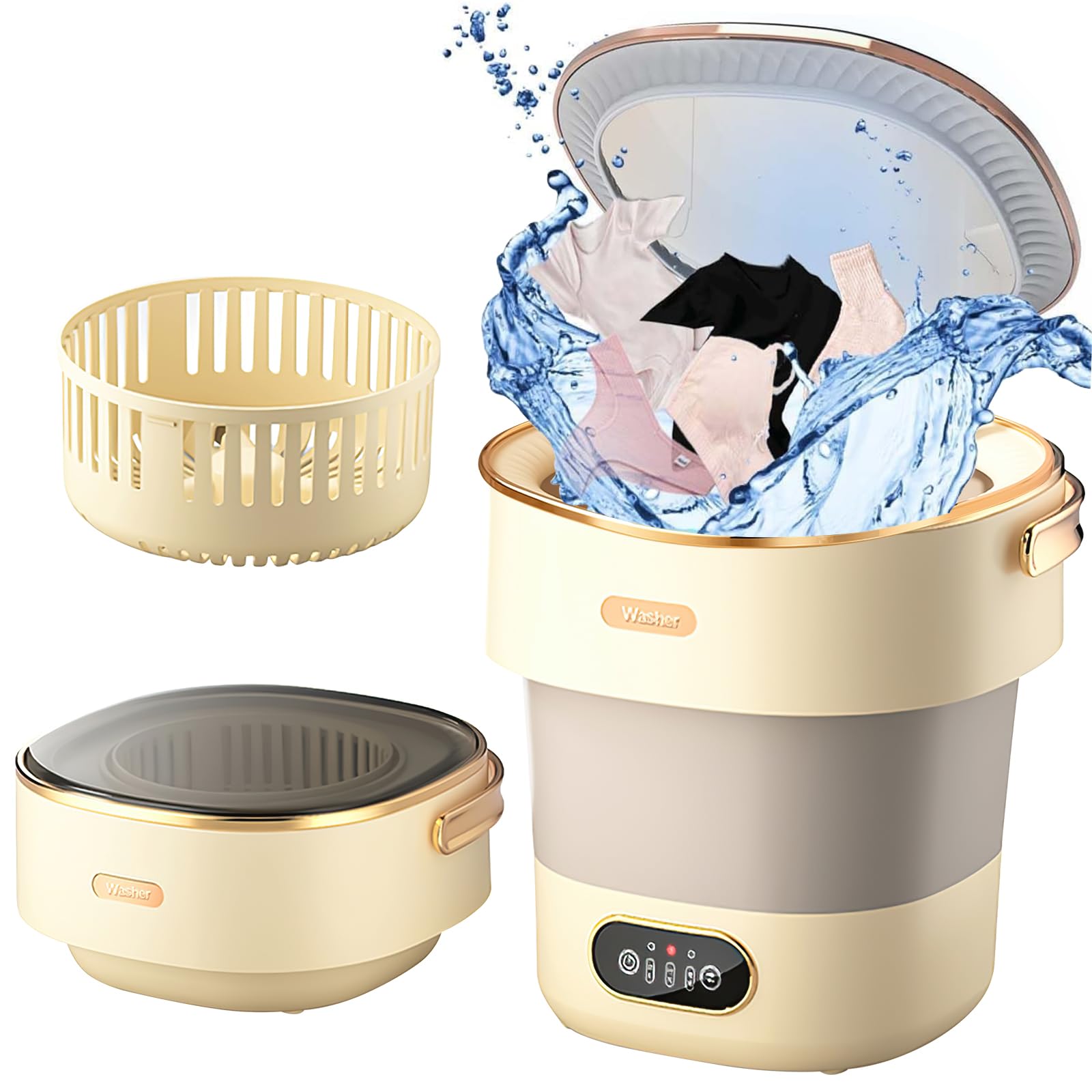 HIUYRFS Mini lavatrice portatile 15 l con cestello di centrifuga pieghevole per biancheria intima, neonato e piccola biancheria, adatta per casa, appartamenti, dormitori e hotel