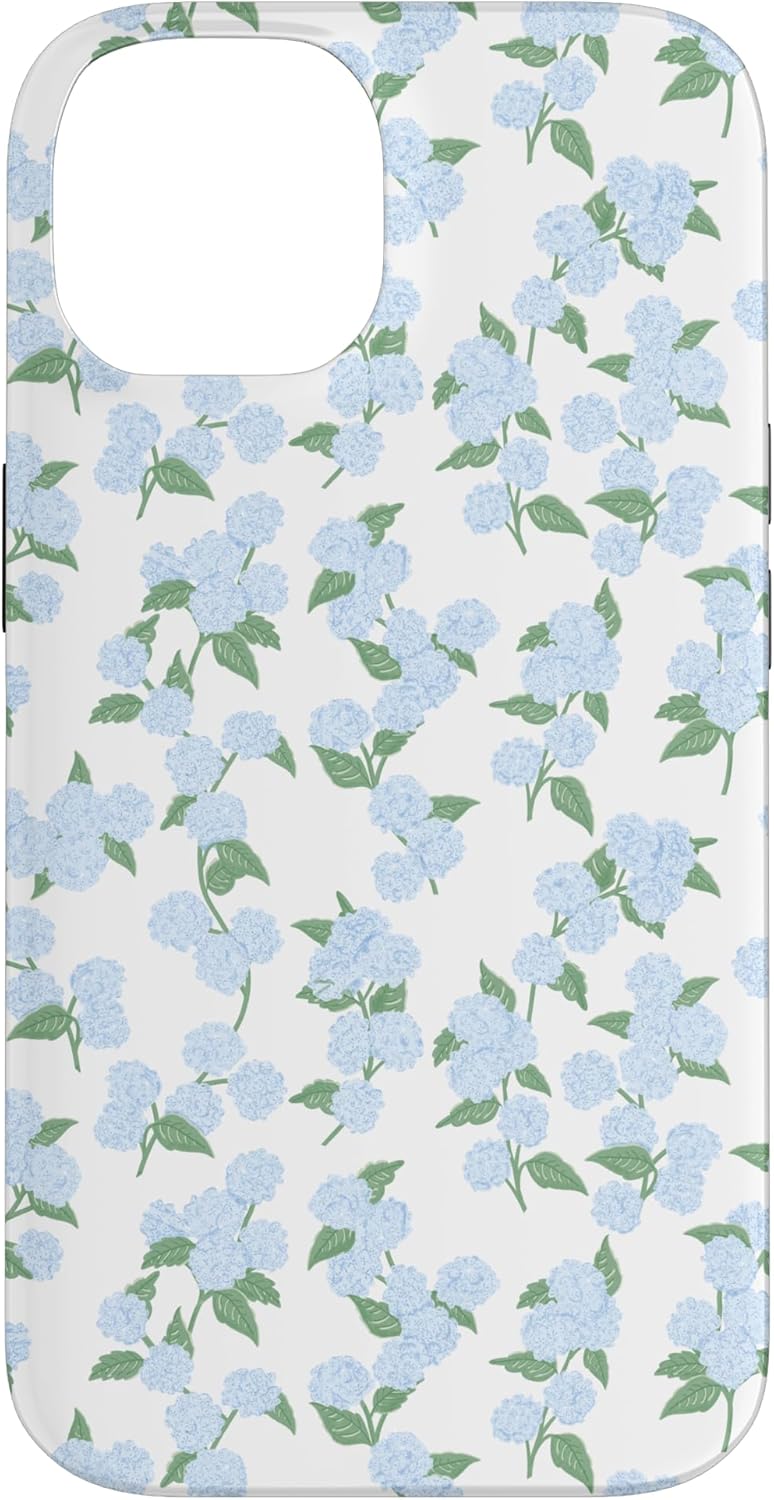iPhone 14 Preppy Coquette Hydrangeas in Pastel Blue Case Cell Phones & Accessories