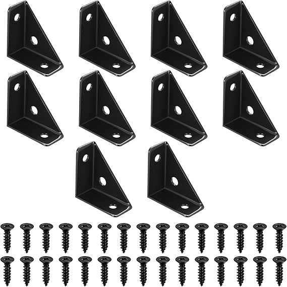 Pack of 10 Angle Corner Brackets, Corner Connectors, Angle Fastening