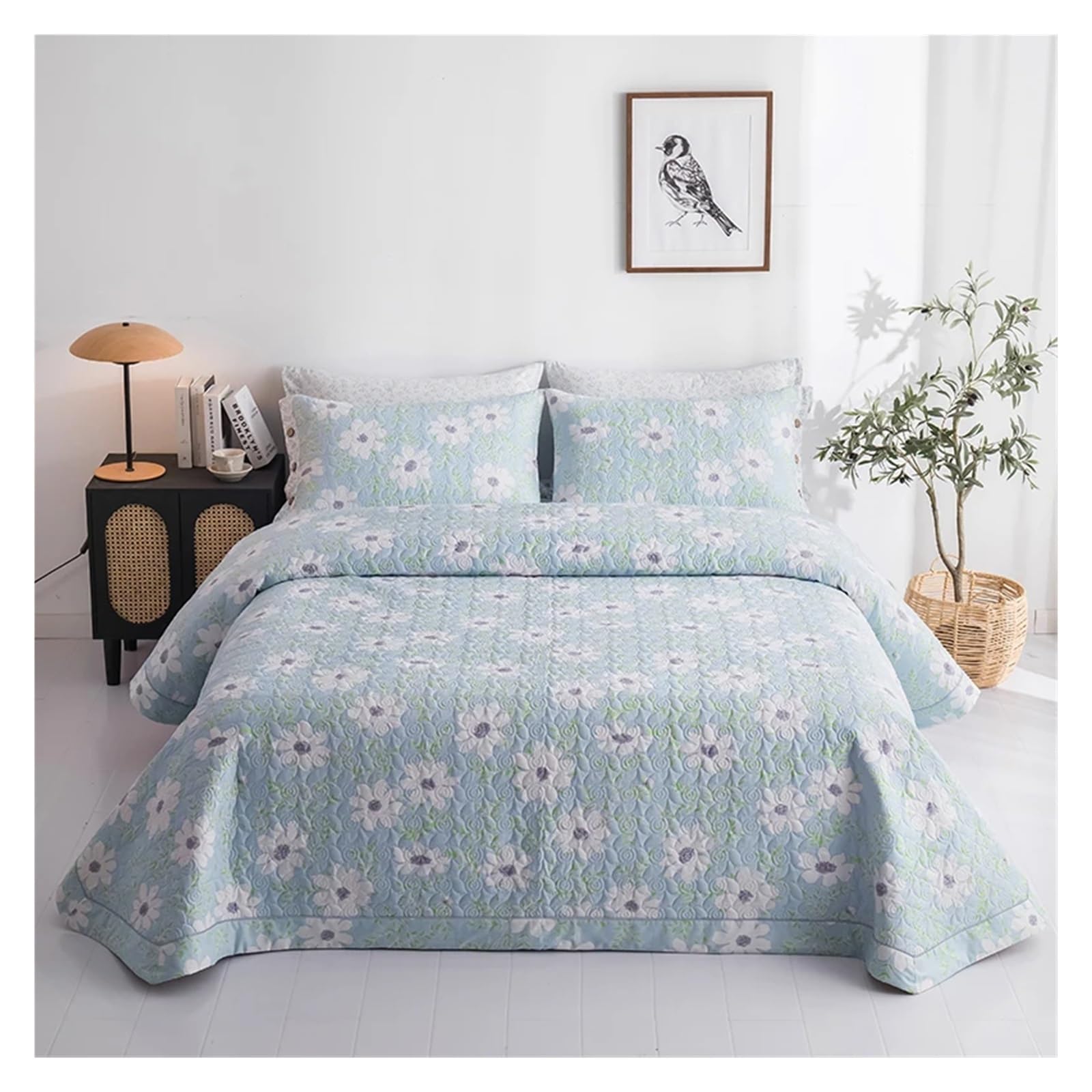ADovz Copriletto in cotone di alta qualità sul letto a quadri Copriletto Coprimaterasso Copriletti e coperte stampati Coppia lenzuola trapunta letto,Lenzuola