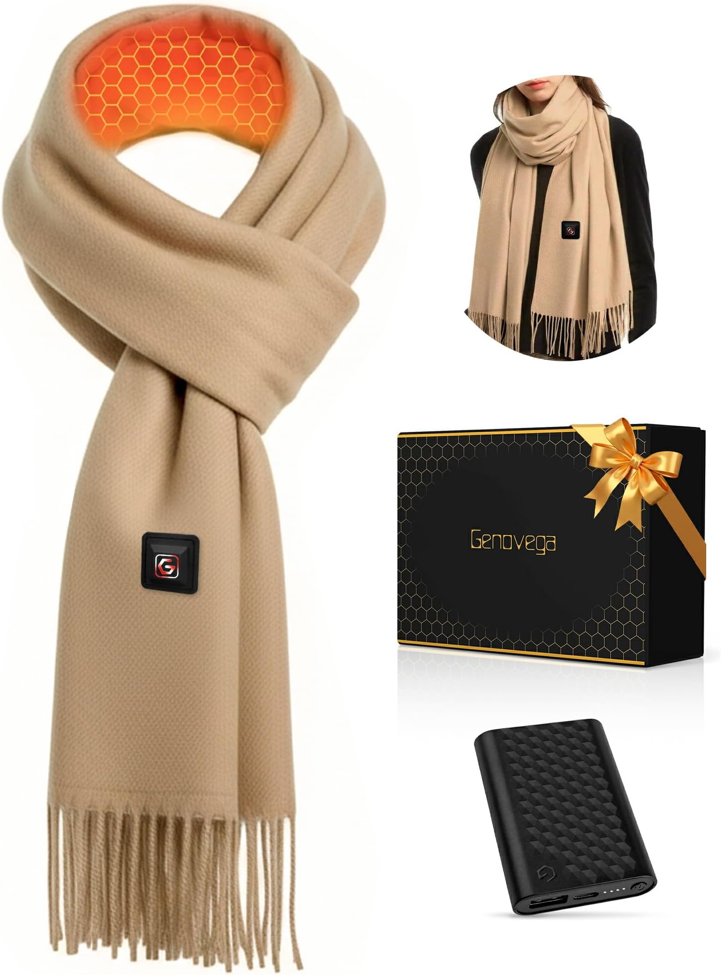 Women Men Heated Scarf Shawl Rechargeable Portable Electric Heating Warmers