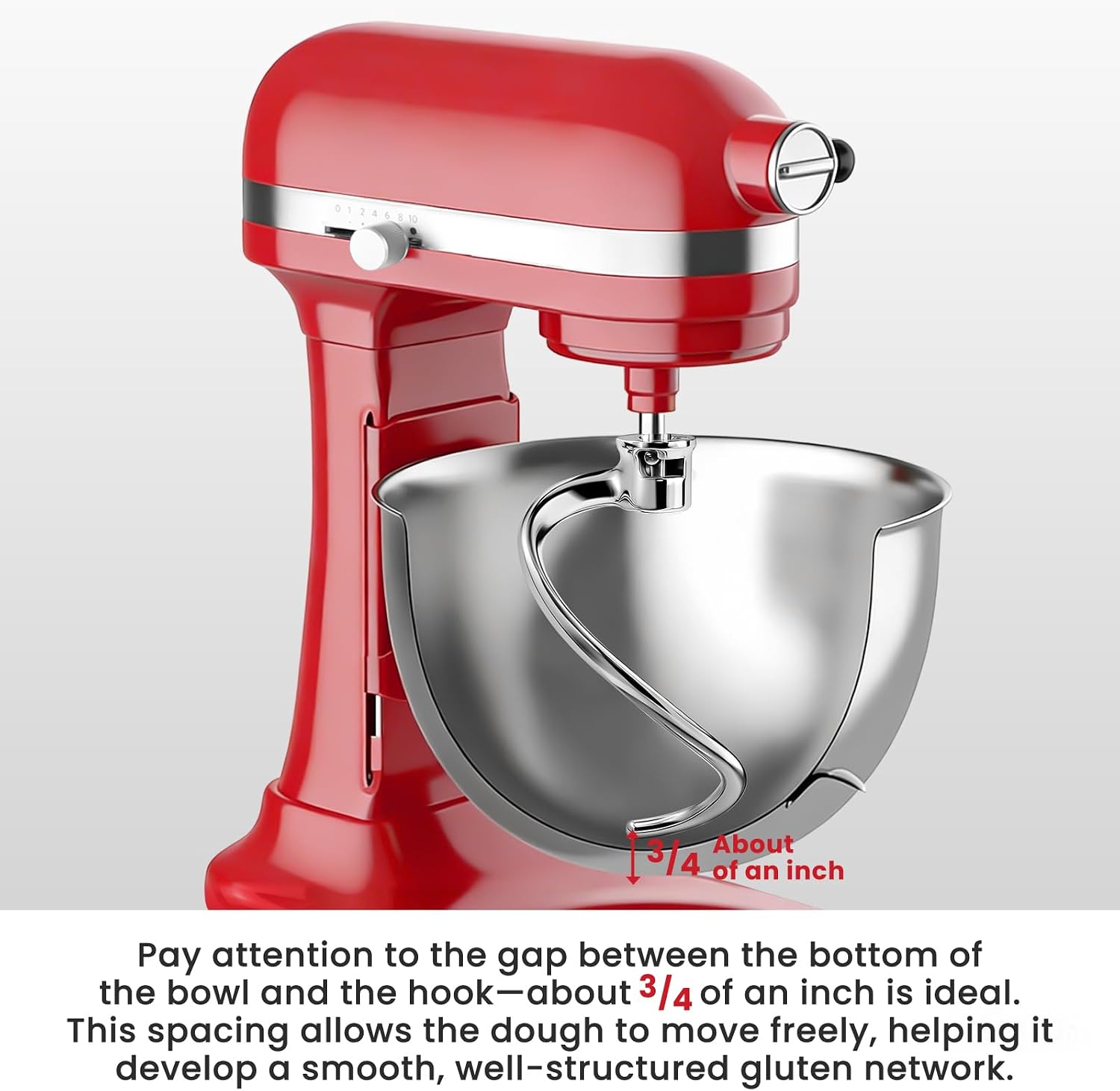 Stainless Steel Spiral Dough Hook for KitchenAid 5Plus & 6 Quart Bowl-Lift Stand Mixer, Dough Hook Replacement for KitchenAid Professional 5 Plus, Pro 600 Series, KV25, KP26, Dishwasher Safe